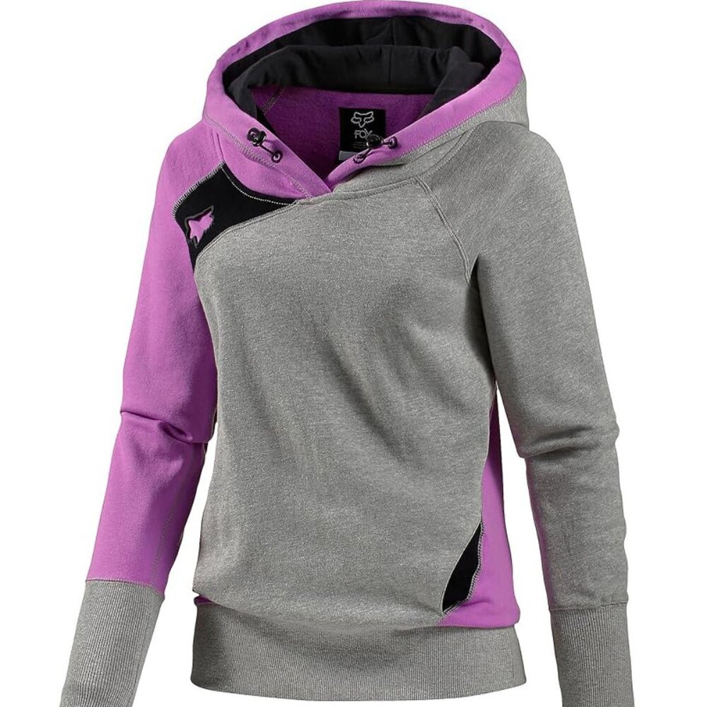 💥AWESOME💥 Fox Racing Pullover Hoodie in Gray & Neon Lilac - Picture 7 of 11